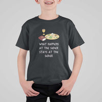 Funny Passover Seder T Shirt For Kid What Happens At The Seder Stays At The Seder Jewish Holiday