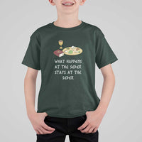 Funny Passover Seder T Shirt For Kid What Happens At The Seder Stays At The Seder Jewish Holiday