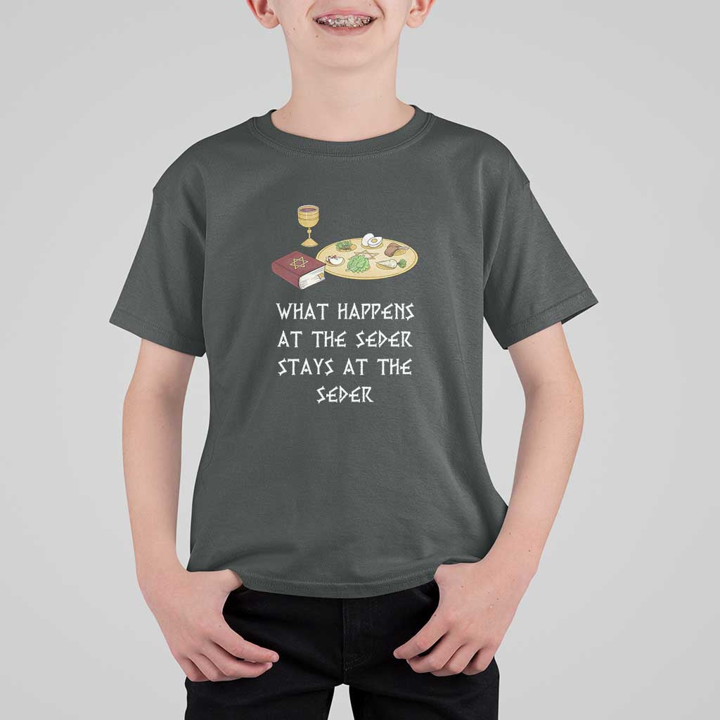 Funny Passover Seder T Shirt For Kid What Happens At The Seder Stays At The Seder Jewish Holiday
