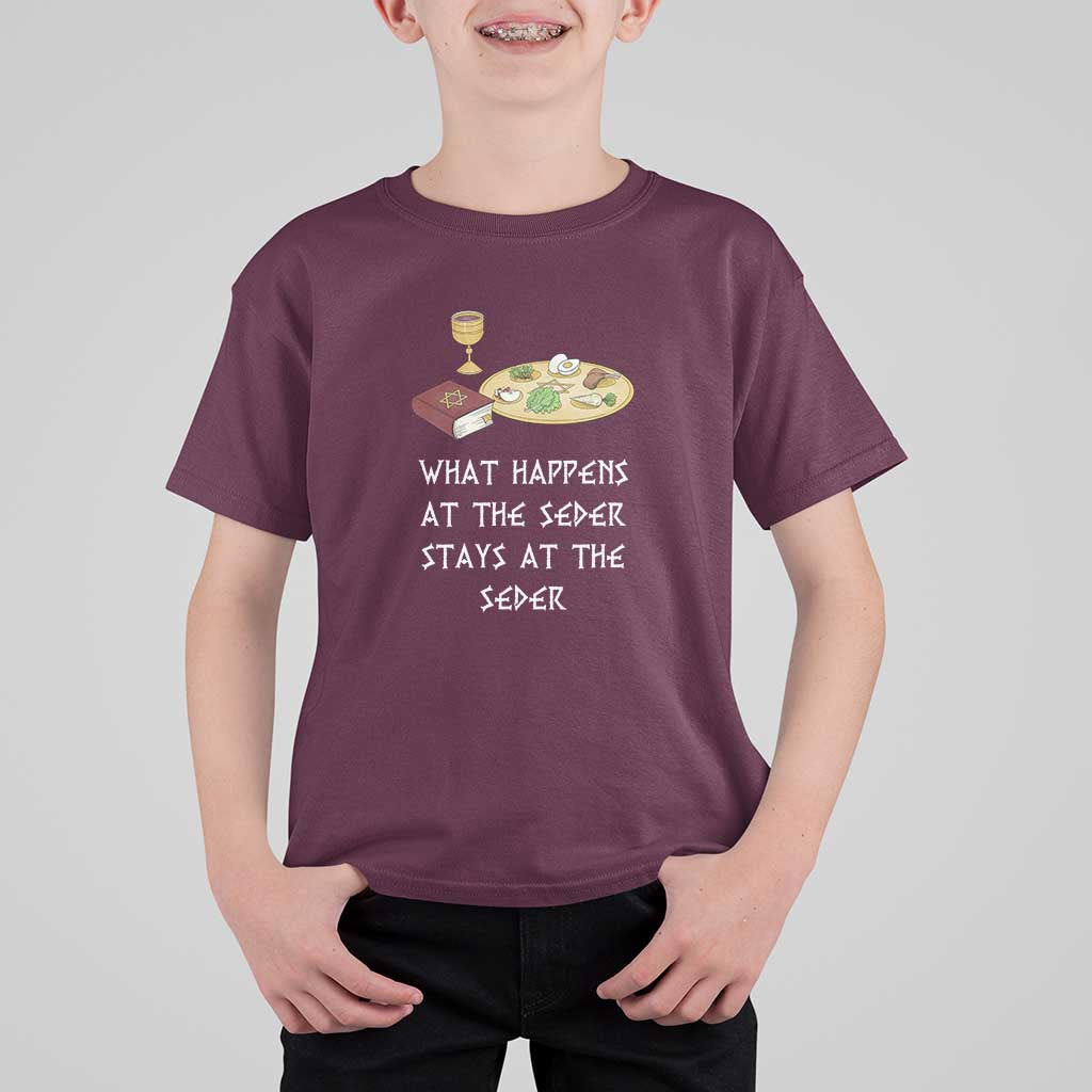 Funny Passover Seder T Shirt For Kid What Happens At The Seder Stays At The Seder Jewish Holiday