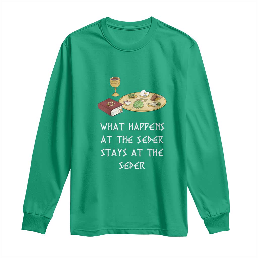 Funny Passover Seder Long Sleeve Shirt What Happens At The Seder Stays At The Seder Jewish Holiday