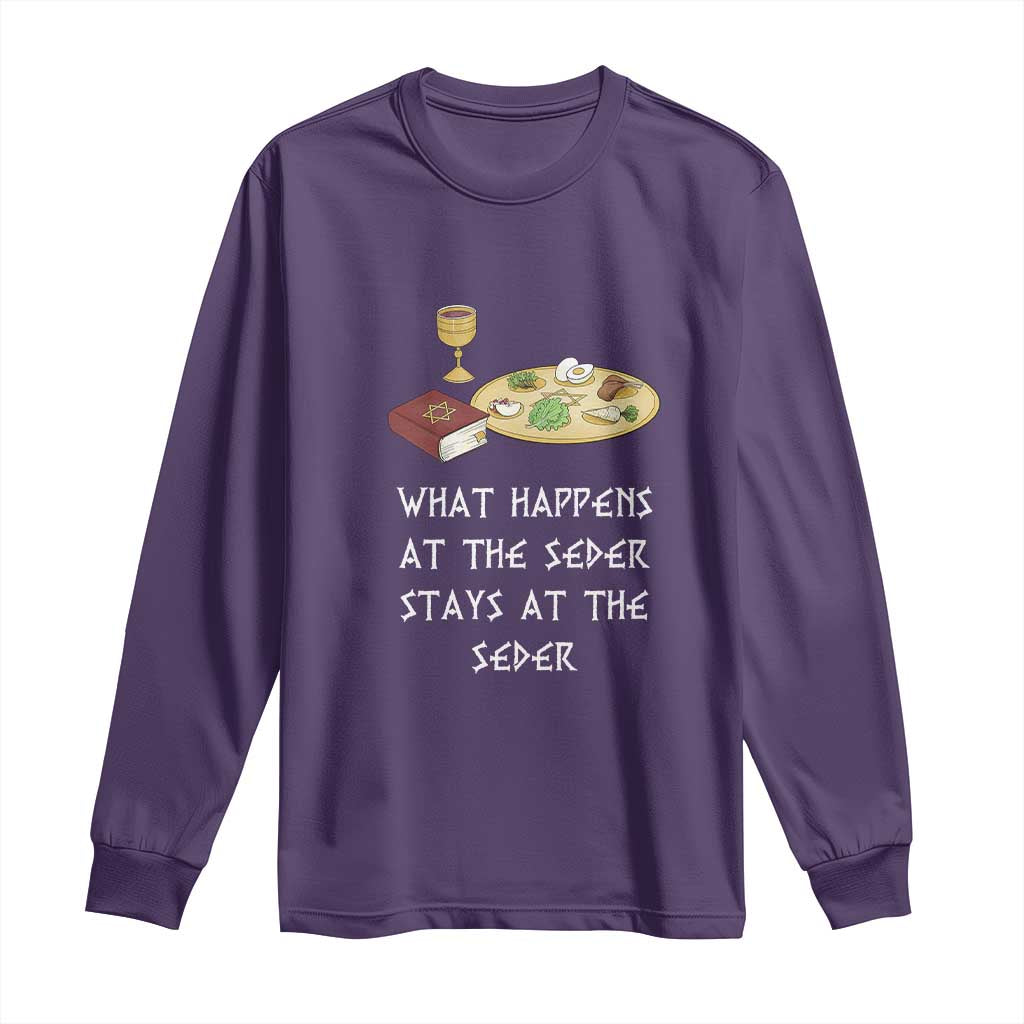 Funny Passover Seder Long Sleeve Shirt What Happens At The Seder Stays At The Seder Jewish Holiday