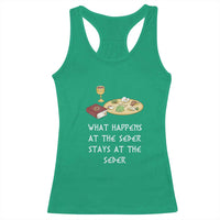Funny Passover Seder Racerback Tank Top What Happens At The Seder Stays At The Seder Jewish Holiday