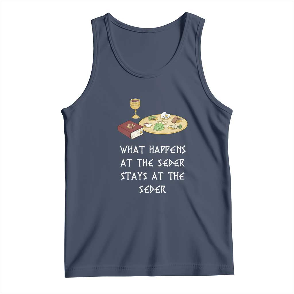 Funny Passover Seder Tank Top What Happens At The Seder Stays At The Seder Jewish Holiday