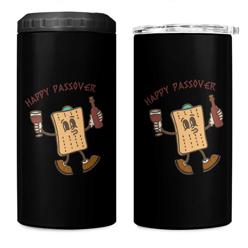 Happy Passover Matzah Drinking 4 in 1 Can Cooler Tumbler Wine and Matzo Matzatarian Funny Pesach Jewish