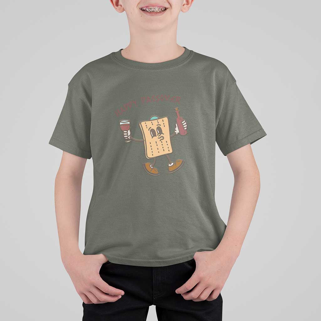 Happy Passover Matzah Drinking T Shirt For Kid Wine and Matzo Matzatarian Funny Pesach Jewish