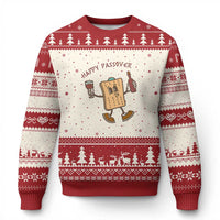 Happy Passover Matzah Drinking Ugly Christmas Sweater Wine and Matzo Matzatarian Funny Pesach Jewish - Wonder Print Shop