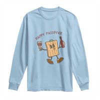 Happy Passover Matzah Drinking Long Sleeve Shirt Wine and Matzo Matzatarian Funny Pesach Jewish