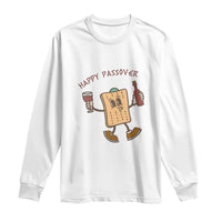 Happy Passover Matzah Drinking Long Sleeve Shirt Wine and Matzo Matzatarian Funny Pesach Jewish