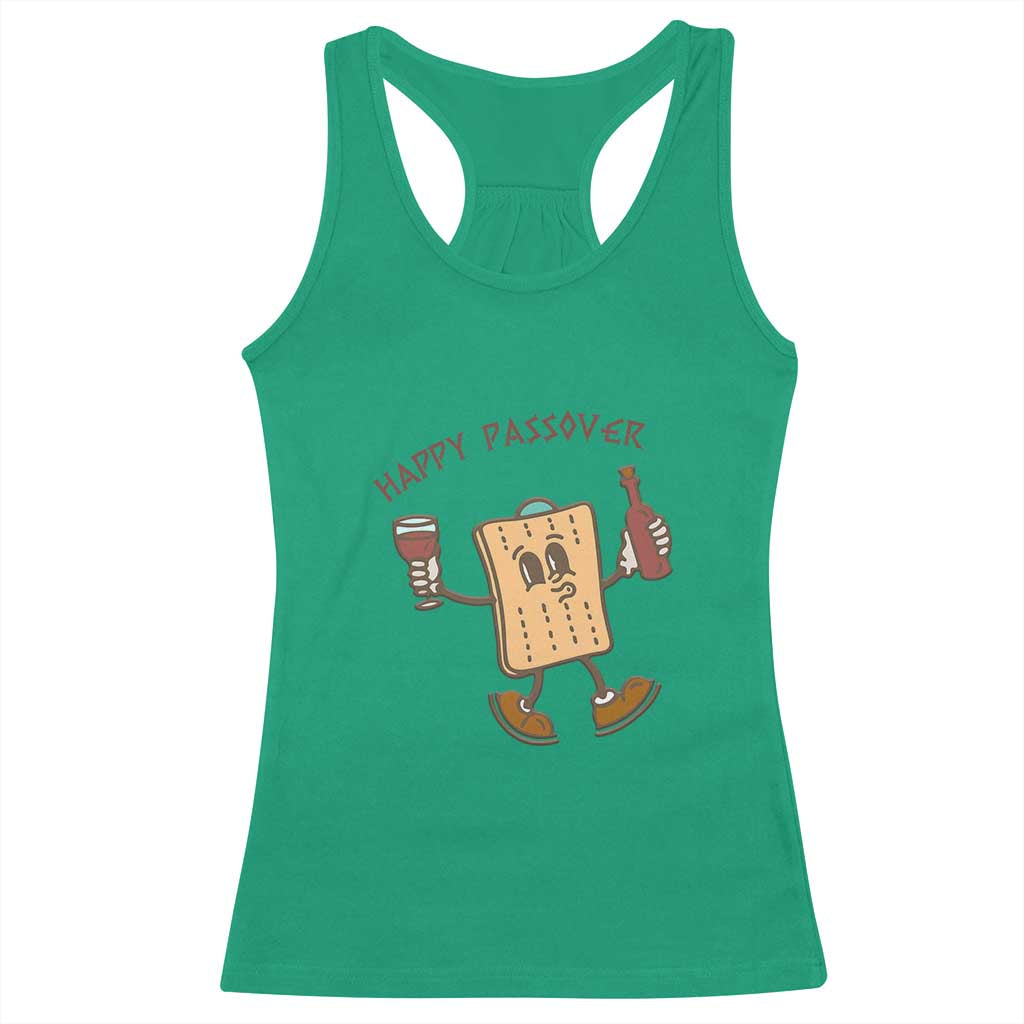 Happy Passover Matzah Drinking Racerback Tank Top Wine and Matzo Matzatarian Funny Pesach Jewish