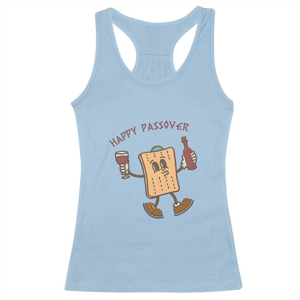 Happy Passover Matzah Drinking Racerback Tank Top Wine and Matzo Matzatarian Funny Pesach Jewish