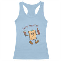 Happy Passover Matzah Drinking Racerback Tank Top Wine and Matzo Matzatarian Funny Pesach Jewish