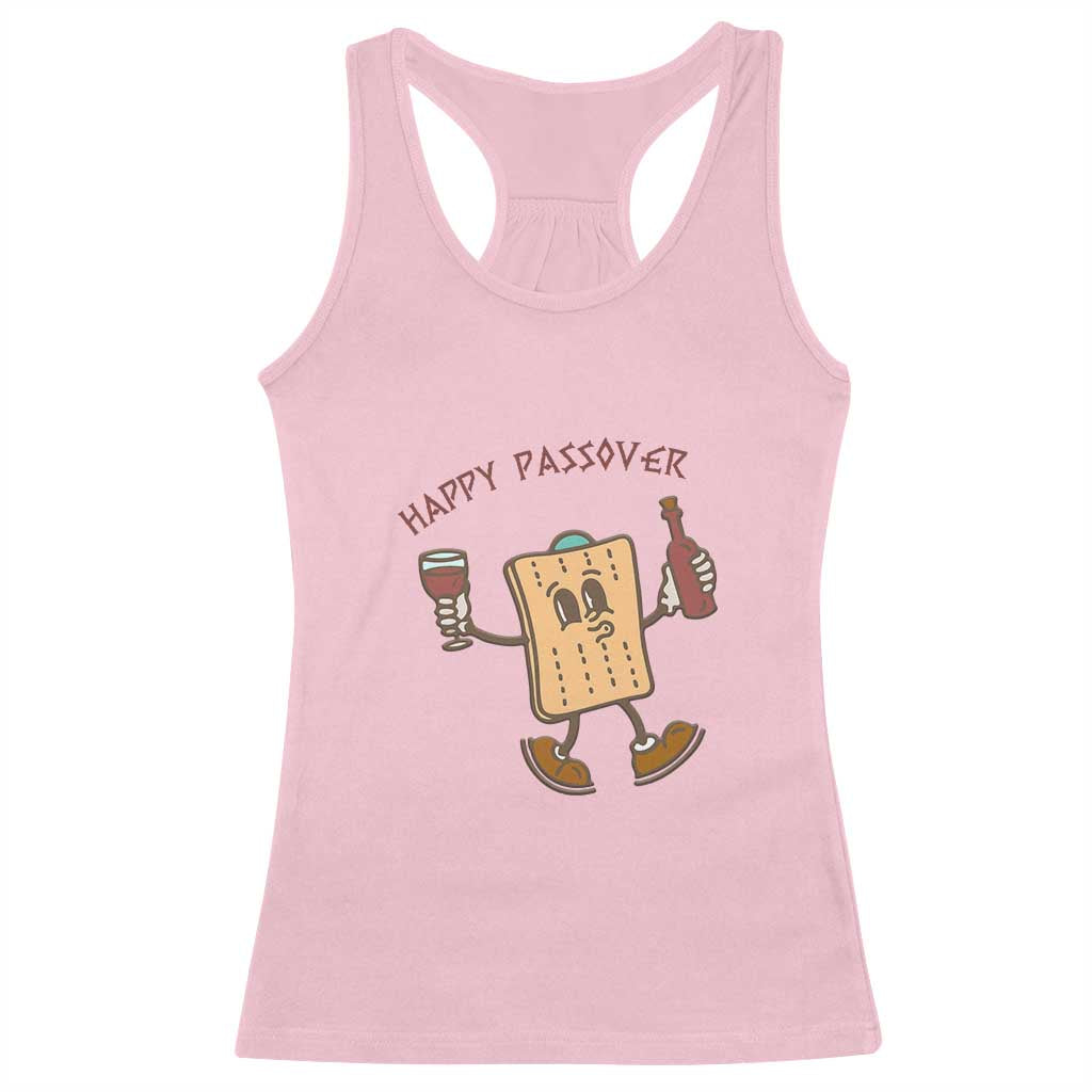 Happy Passover Matzah Drinking Racerback Tank Top Wine and Matzo Matzatarian Funny Pesach Jewish