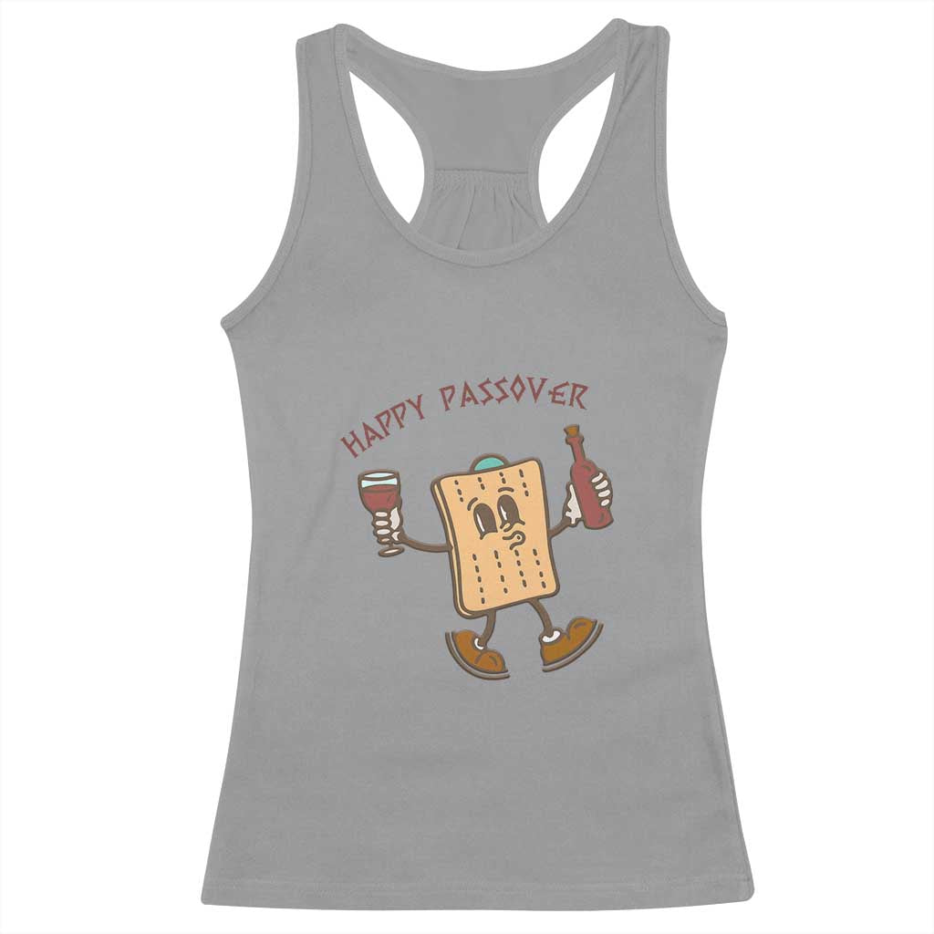 Happy Passover Matzah Drinking Racerback Tank Top Wine and Matzo Matzatarian Funny Pesach Jewish