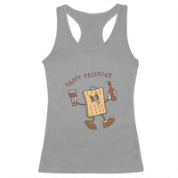 Happy Passover Matzah Drinking Racerback Tank Top Wine and Matzo Matzatarian Funny Pesach Jewish