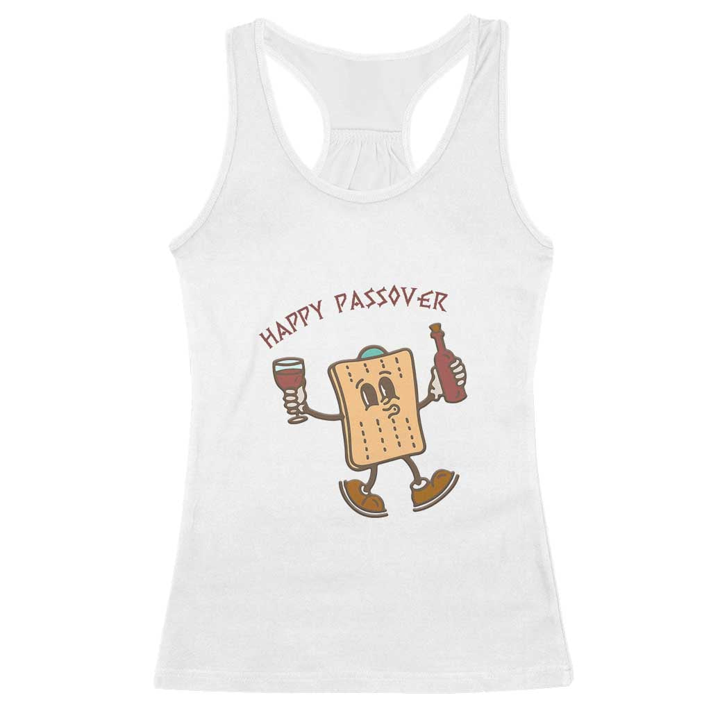 Happy Passover Matzah Drinking Racerback Tank Top Wine and Matzo Matzatarian Funny Pesach Jewish