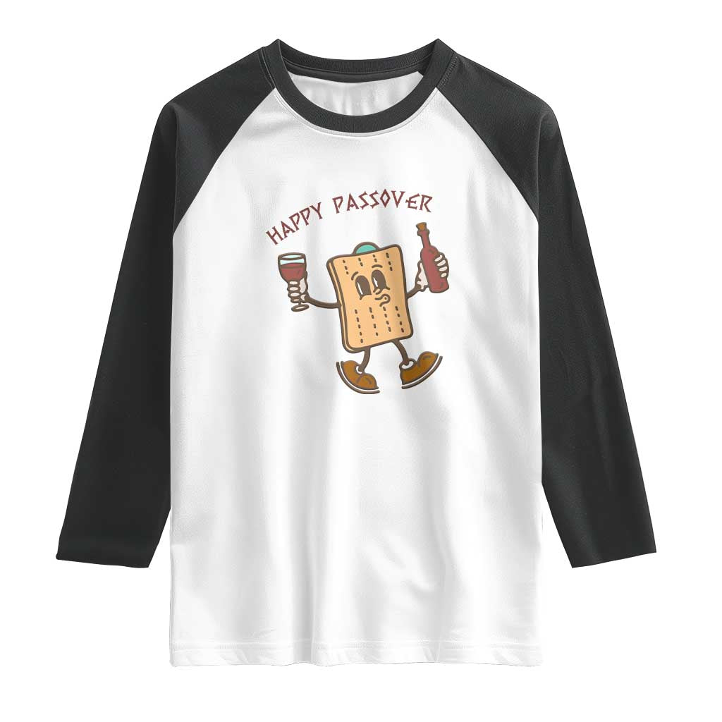 Happy Passover Matzah Drinking Raglan Shirt Wine and Matzo Matzatarian Funny Pesach Jewish