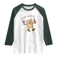 Happy Passover Matzah Drinking Raglan Shirt Wine and Matzo Matzatarian Funny Pesach Jewish