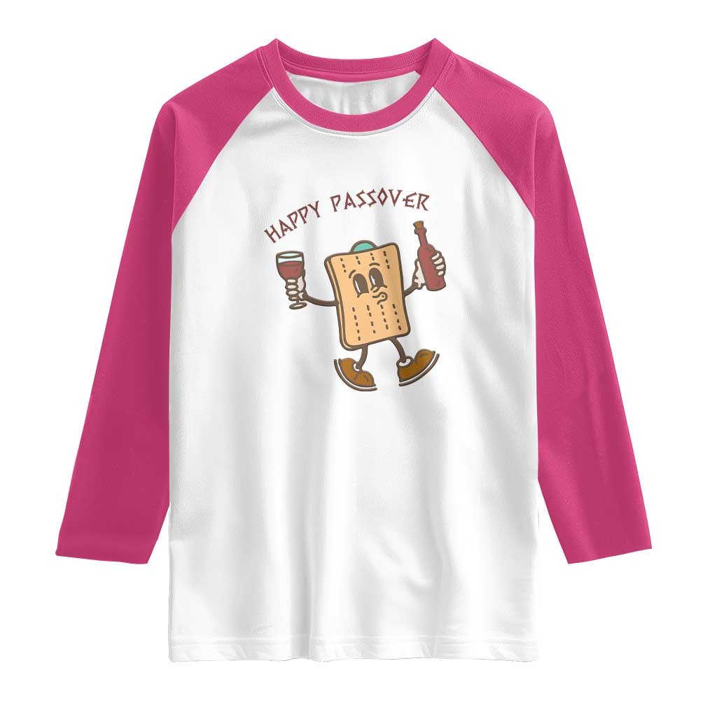 Happy Passover Matzah Drinking Raglan Shirt Wine and Matzo Matzatarian Funny Pesach Jewish