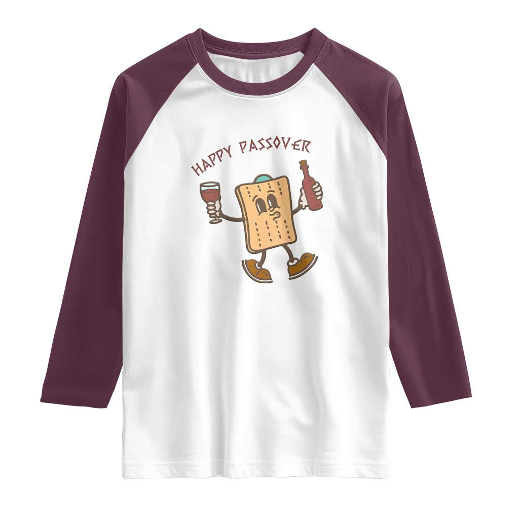 Happy Passover Matzah Drinking Raglan Shirt Wine and Matzo Matzatarian Funny Pesach Jewish