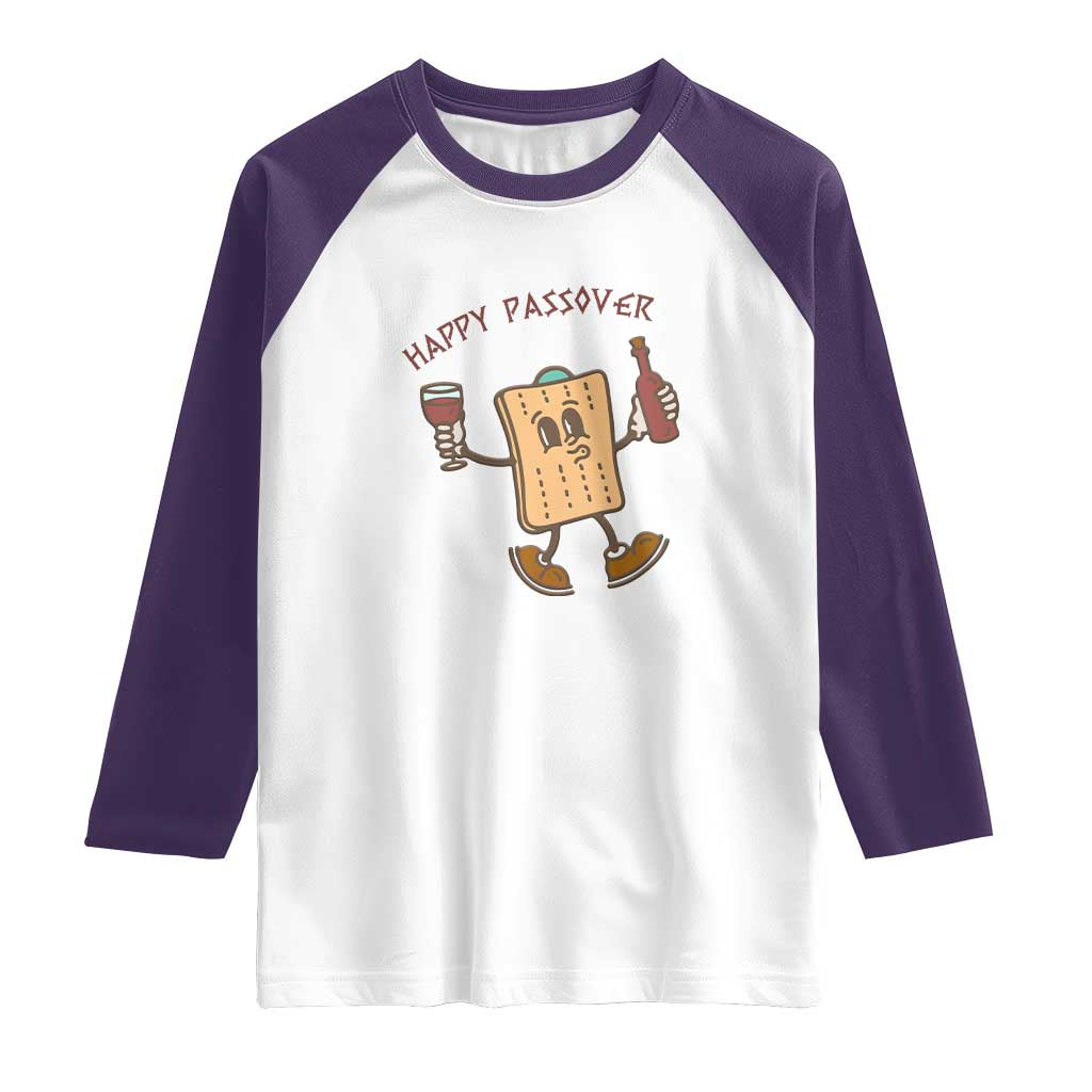 Happy Passover Matzah Drinking Raglan Shirt Wine and Matzo Matzatarian Funny Pesach Jewish