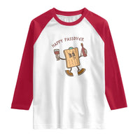 Happy Passover Matzah Drinking Raglan Shirt Wine and Matzo Matzatarian Funny Pesach Jewish