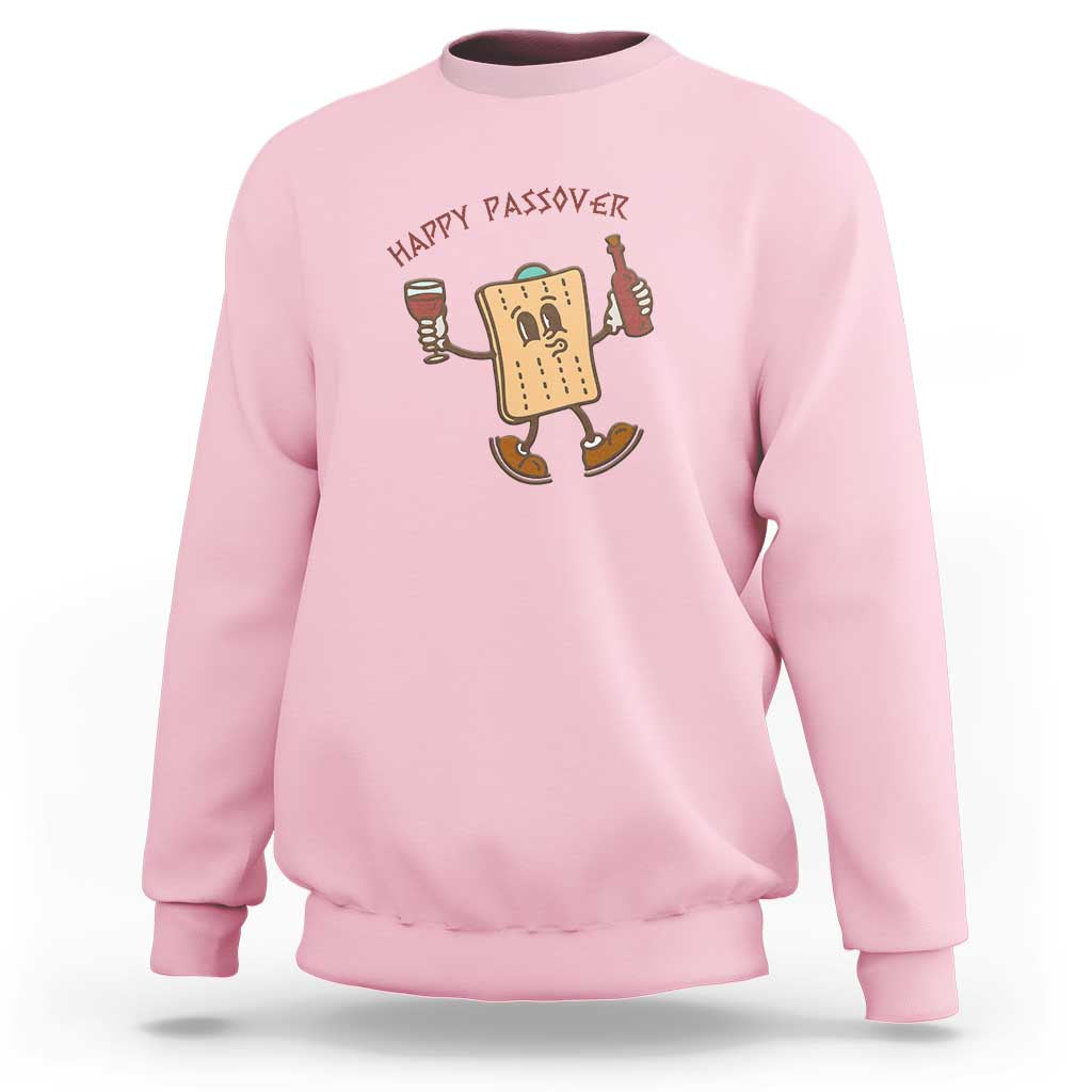 Happy Passover Matzah Drinking Sweatshirt Wine and Matzo Matzatarian Funny Pesach Jewish
