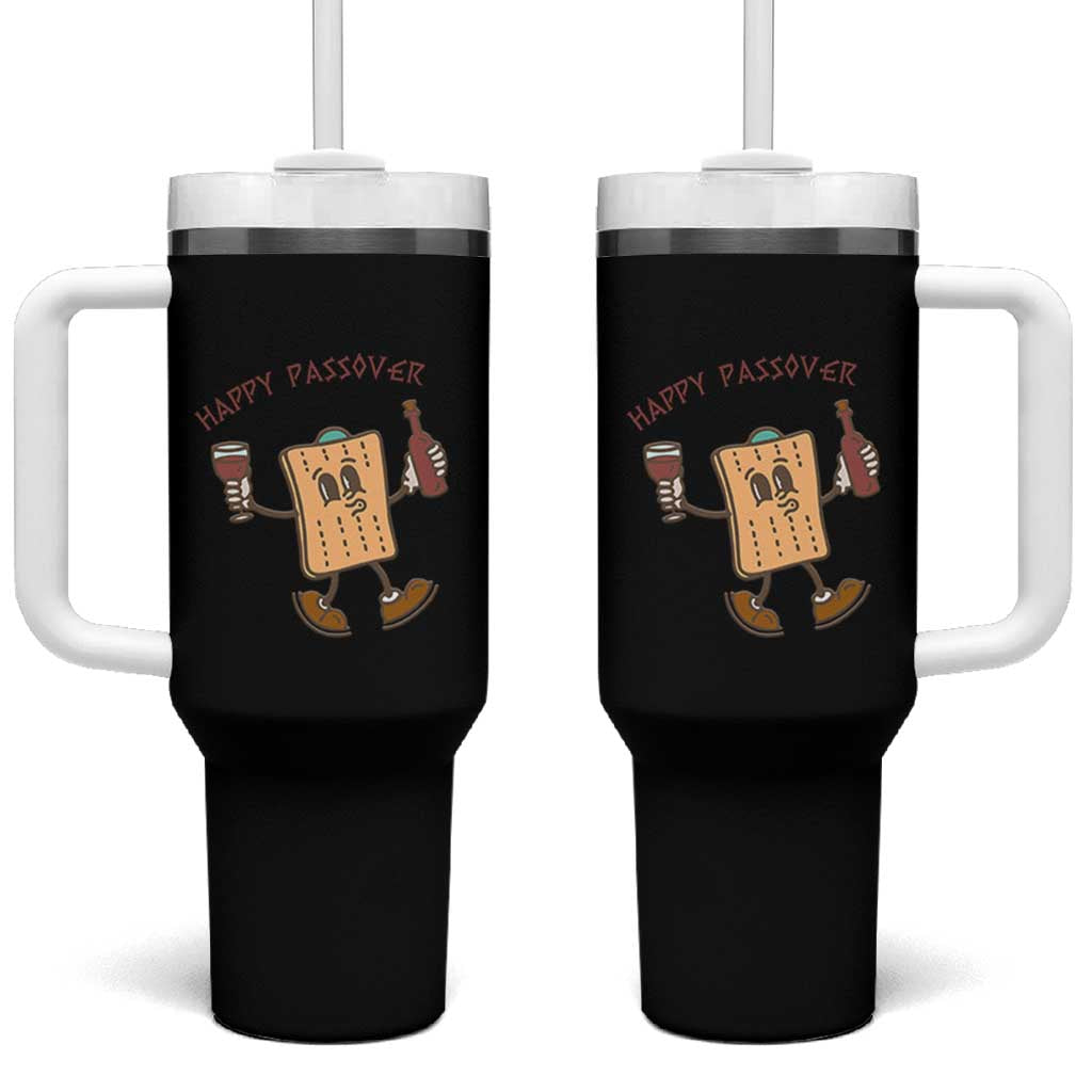 Happy Passover Matzah Drinking Tumbler With Handle Wine and Matzo Matzatarian Funny Pesach Jewish