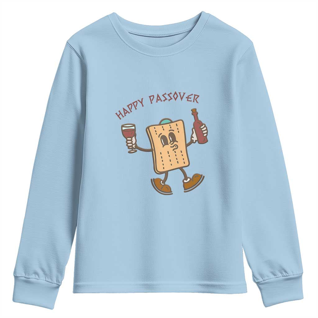 Happy Passover Matzah Drinking Youth Sweatshirt Wine and Matzo Matzatarian Funny Pesach Jewish
