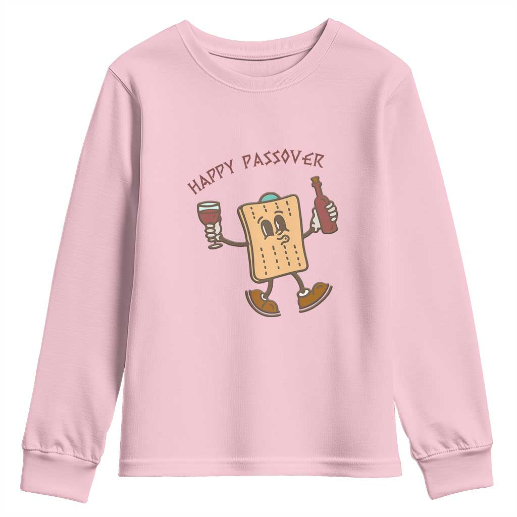 Happy Passover Matzah Drinking Youth Sweatshirt Wine and Matzo Matzatarian Funny Pesach Jewish