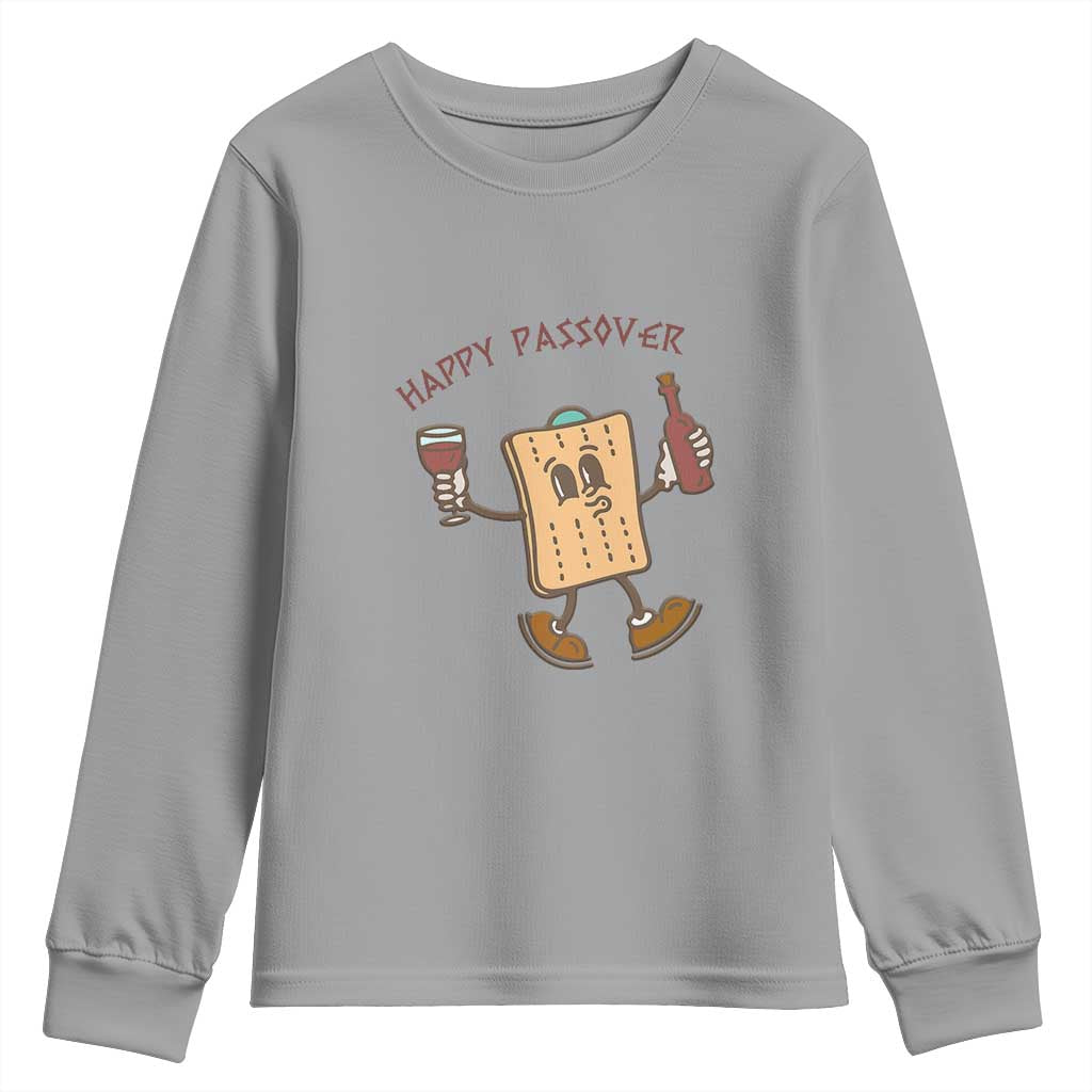 Happy Passover Matzah Drinking Youth Sweatshirt Wine and Matzo Matzatarian Funny Pesach Jewish