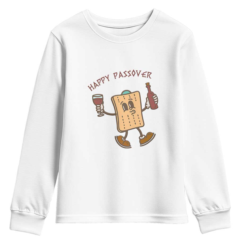Happy Passover Matzah Drinking Youth Sweatshirt Wine and Matzo Matzatarian Funny Pesach Jewish