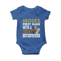 Funny Passover Jewish Tech Pun Baby Onesie Moses First Man with a Tablet Who Downloaded Data from the Cloud