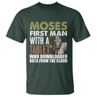 Funny Passover Jewish Tech Pun T Shirt Moses First Man with a Tablet Who Downloaded Data from the Cloud