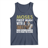 Funny Passover Jewish Tech Pun Tank Top Moses First Man with a Tablet Who Downloaded Data from the Cloud