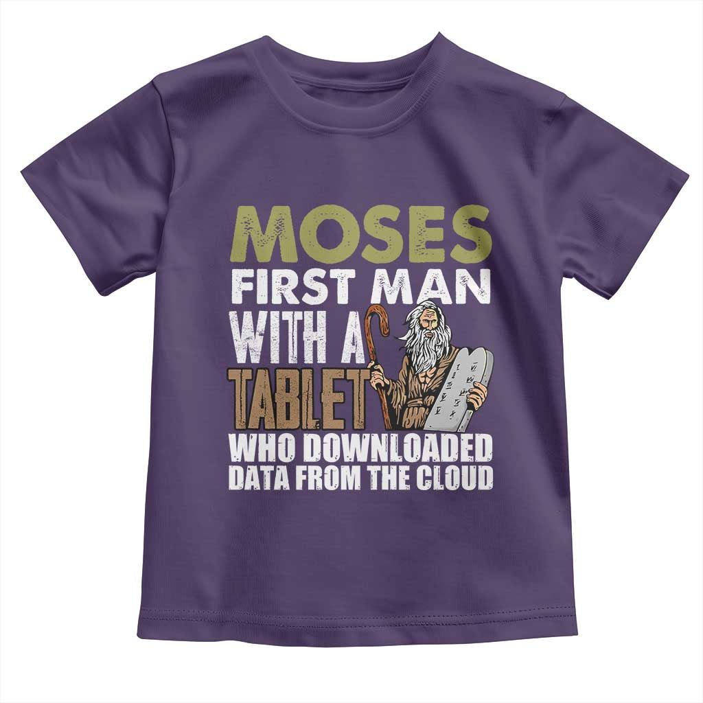 Funny Passover Jewish Tech Pun Toddler T Shirt Moses First Man with a Tablet Who Downloaded Data from the Cloud