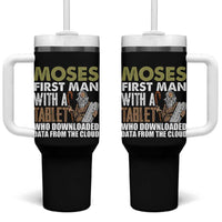 Funny Passover Jewish Tech Pun Tumbler With Handle Moses First Man with a Tablet Who Downloaded Data from the Cloud