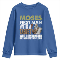 Funny Passover Jewish Tech Pun Youth Sweatshirt Moses First Man with a Tablet Who Downloaded Data from the Cloud