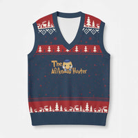 Funny Passover V-Neck Knit Sweater Vest Afikoman Hunter Jewish Family Seder Matzah - Wonder Print Shop