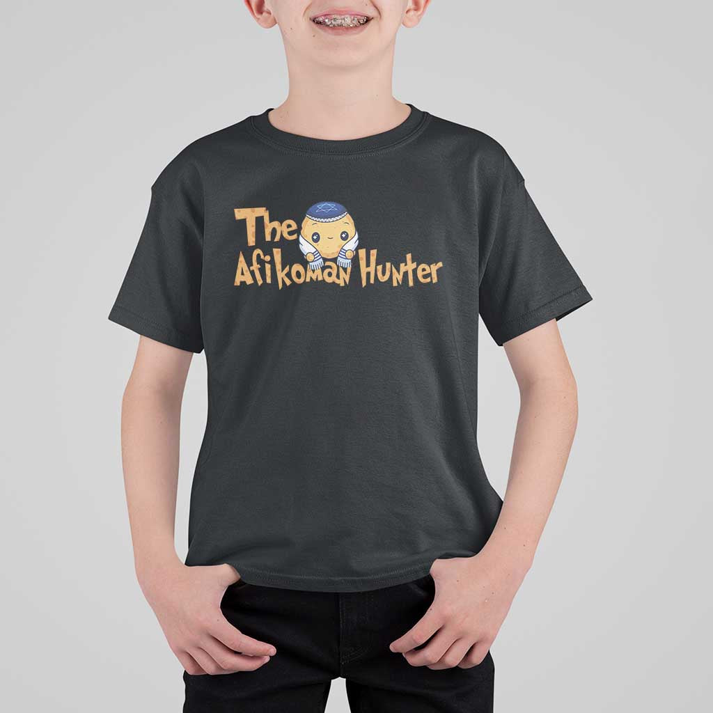 Funny Passover T Shirt For Kid Afikoman Hunter Jewish Family Seder Matzah