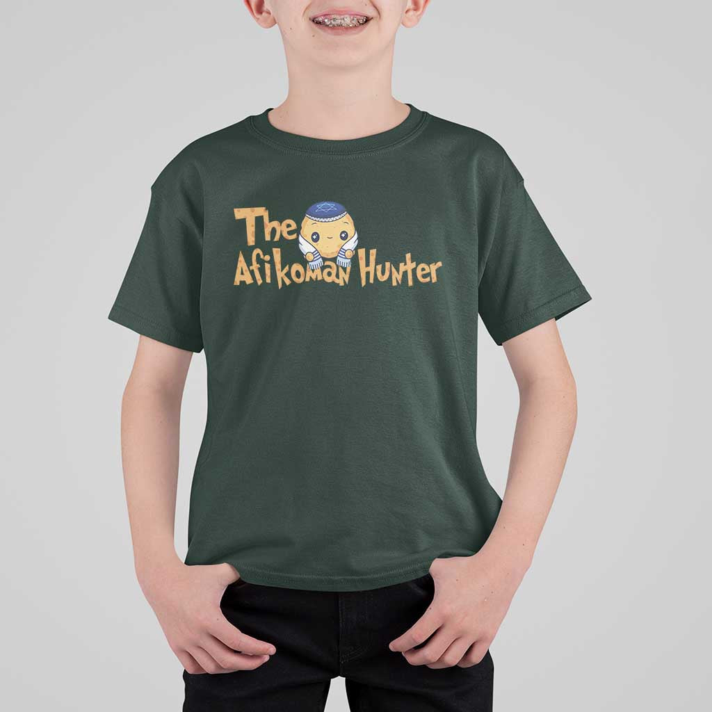 Funny Passover T Shirt For Kid Afikoman Hunter Jewish Family Seder Matzah