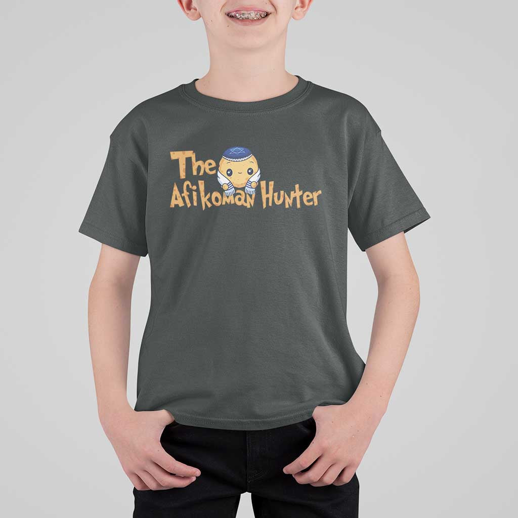 Funny Passover T Shirt For Kid Afikoman Hunter Jewish Family Seder Matzah