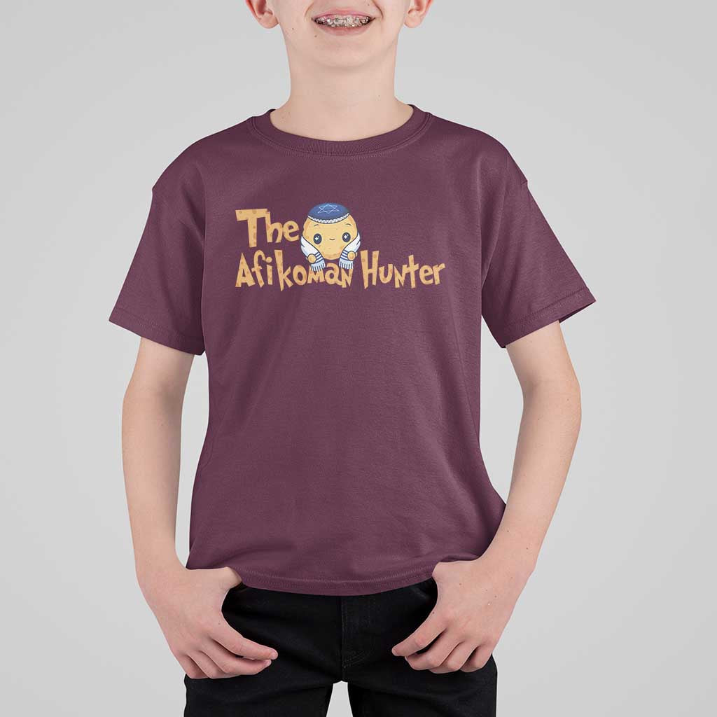 Funny Passover T Shirt For Kid Afikoman Hunter Jewish Family Seder Matzah