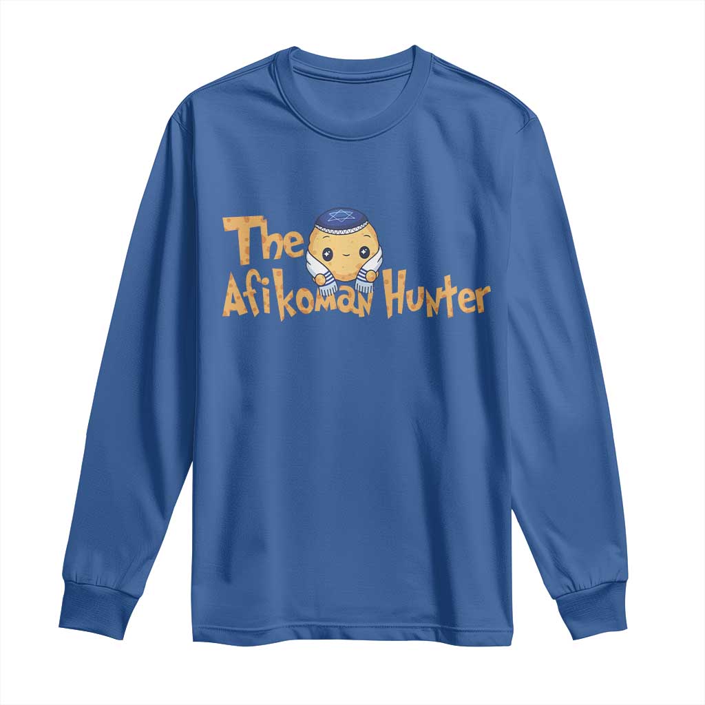Funny Passover Long Sleeve Shirt Afikoman Hunter Jewish Family Seder Matzah