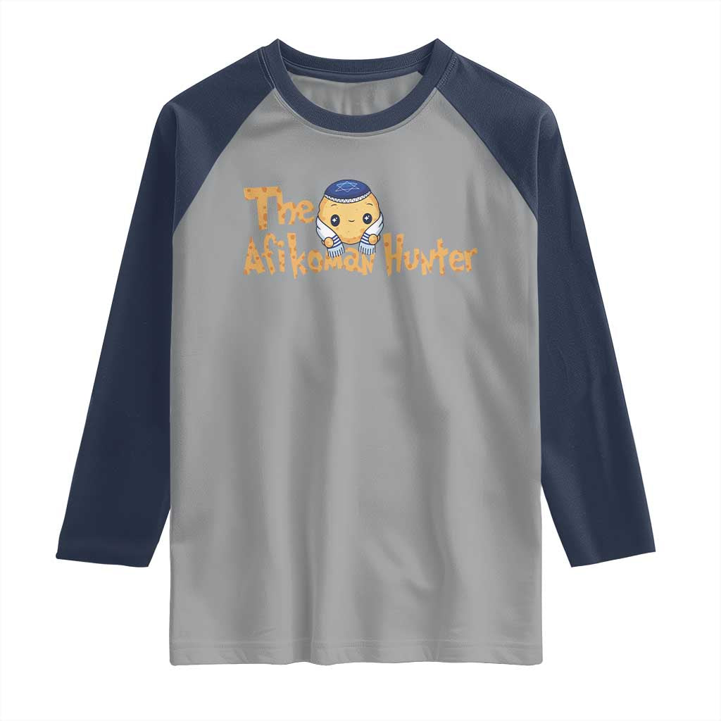 Funny Passover Raglan Shirt Afikoman Hunter Jewish Family Seder Matzah