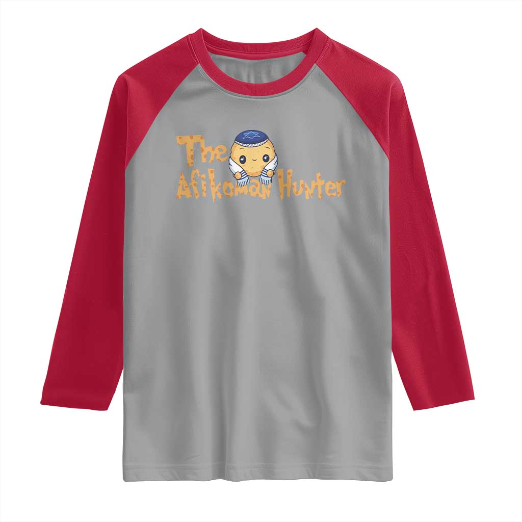 Funny Passover Raglan Shirt Afikoman Hunter Jewish Family Seder Matzah