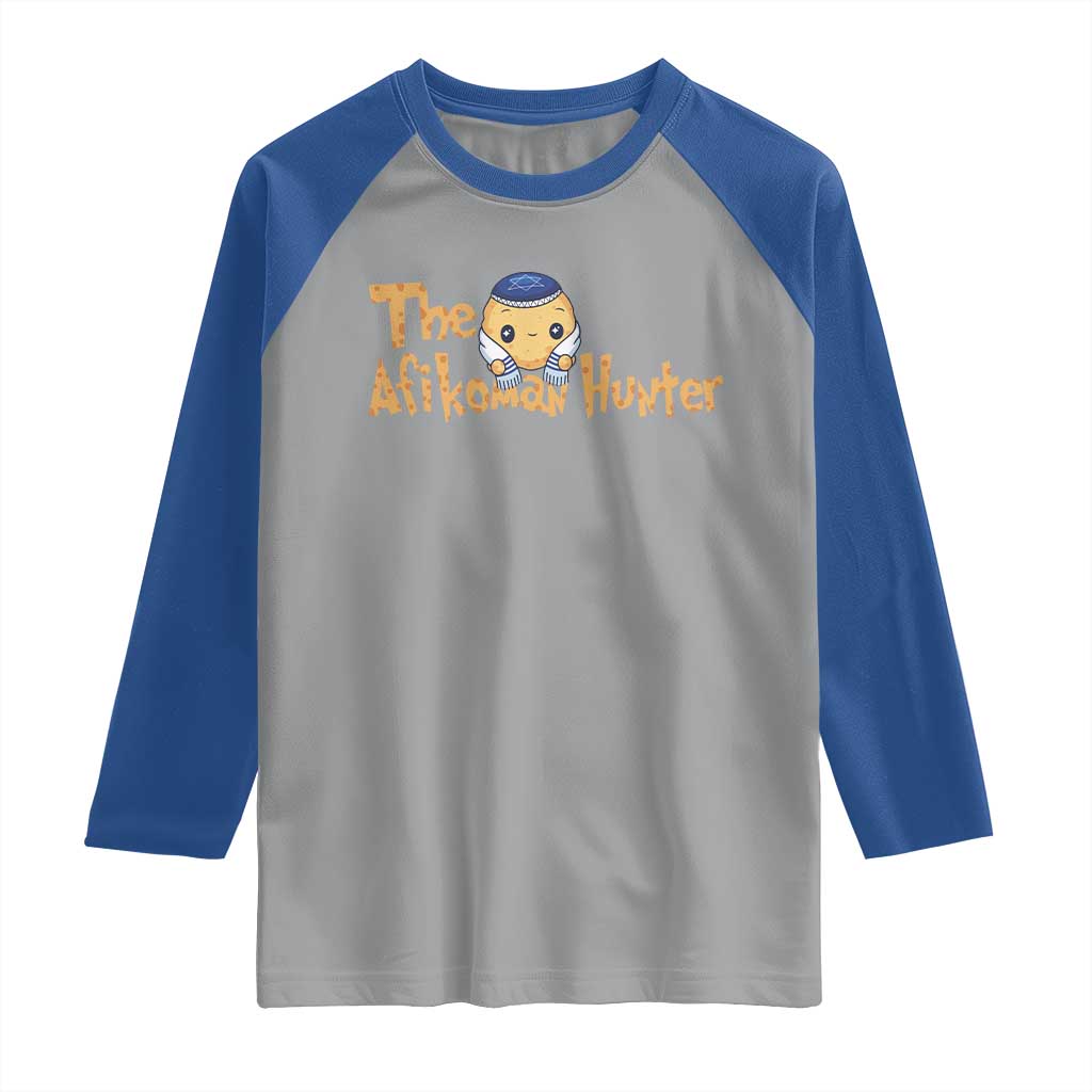 Funny Passover Raglan Shirt Afikoman Hunter Jewish Family Seder Matzah