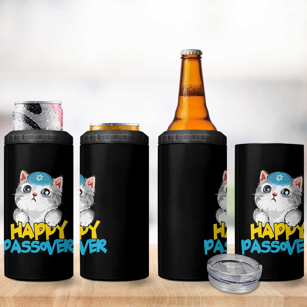 Happy Passover Cute Cat 4 in 1 Can Cooler Tumbler Seder Jewish Pesach
