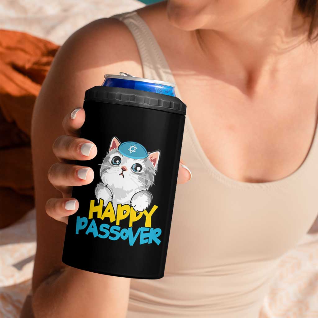 Happy Passover Cute Cat 4 in 1 Can Cooler Tumbler Seder Jewish Pesach