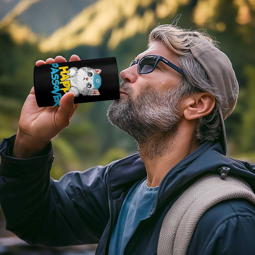 Happy Passover Cute Cat 4 in 1 Can Cooler Tumbler Seder Jewish Pesach